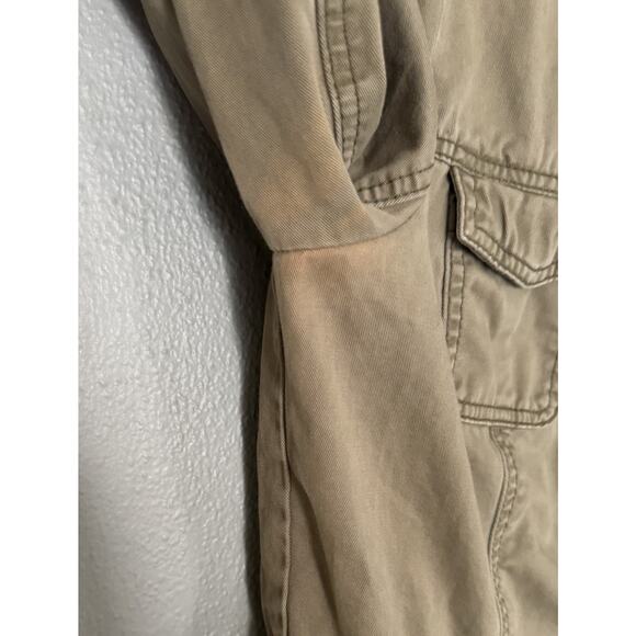 Y2K Hollister Womens Large Army Green Brown Military Utility Jacket Distressed - Picture 12 of 12